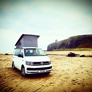 Our Cali Beach, on Downhill Beach - Northern Ireland. With Mussenden Temple in the background.